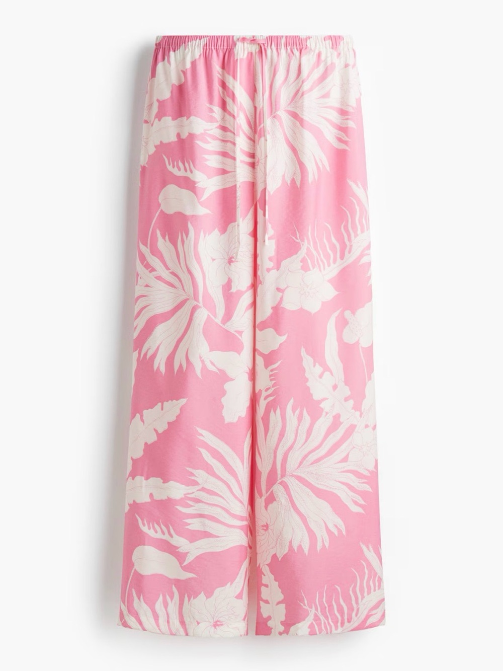 H&M Pink & White Loose Fit Drawstring Pants Size Medium NWT
